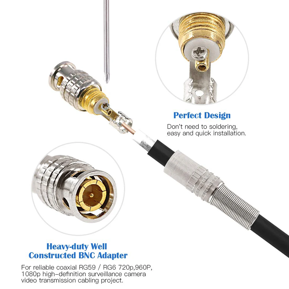 10 шт. BNC JR-B25 мужской solderless BNC разъем для системы видеонаблюдения