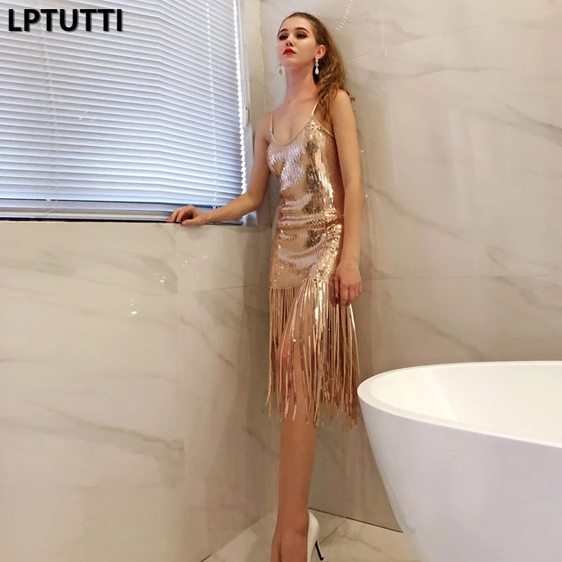 LPTUTTI с блестками и кисточками, новинка для женщин, элегантное вечернее платье для торжественных мероприятий, роскошное длинное вечернее