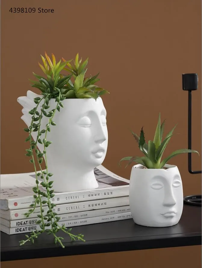 Скандинавское Искусство(человеческое лицо) керамическая ваза декорация креативное моделирование растение горшечные украшения для дома