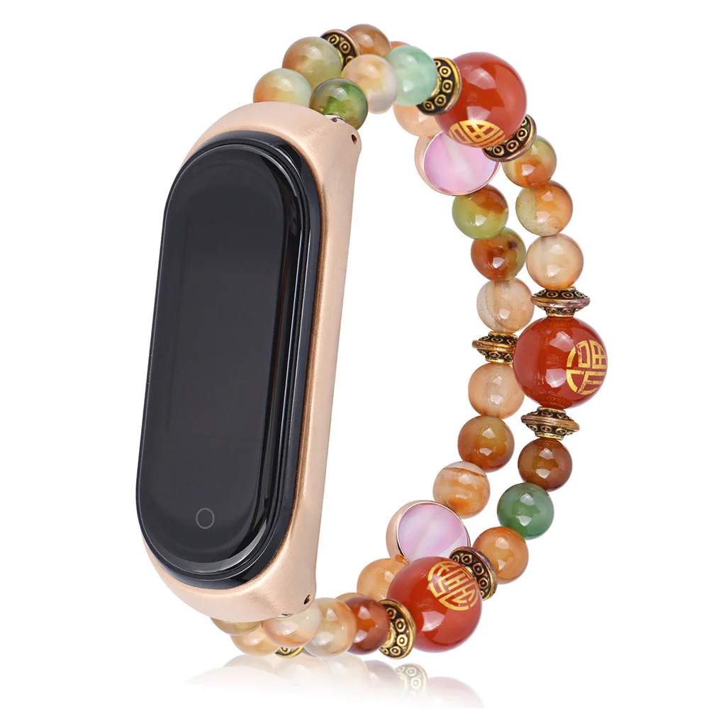 

New Style Agate Bracelet for Xiaomi Mi Band 4 3 Watch Strap Elastic Stretch Beads Wrist Band for MIband4 Jewelry Link Belt