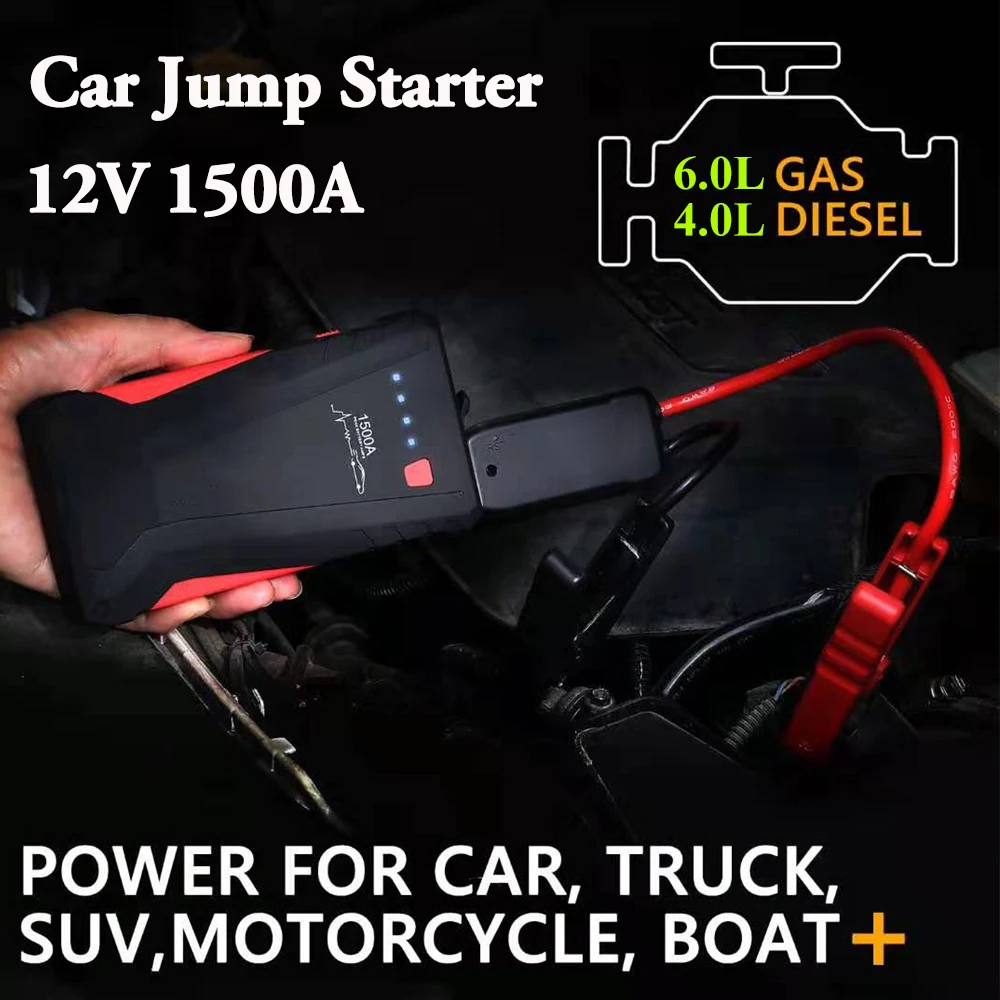 Najtaniej Urządzenie do uruchamiania awaryjnego samochodu 1500A 12V przenośne urządzenie do awaryjnego uruchamiania Power Bank wzmacniacz do akumulatora samochodowego ładowarka do benzyny Diesel Buster rozrusznik samochodu