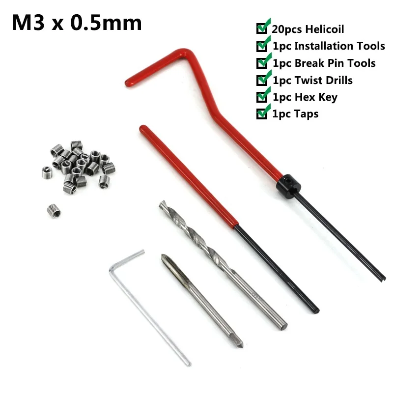 25 шт. набор инструментов для ремонта резьбы M3/M4/M5/M6/M7/M8/M10/M12/M14 для восстановления поврежденных резьбы гаечный ключ набор для ремонта резьбы - Цвет: M3x0.5