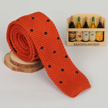 

Men Knit Tie Fashion Korean Style Dots Pattern Gifts Shirt Match Embroidered 5cm Narrow Slim Casual Accessories Flat Head Ties