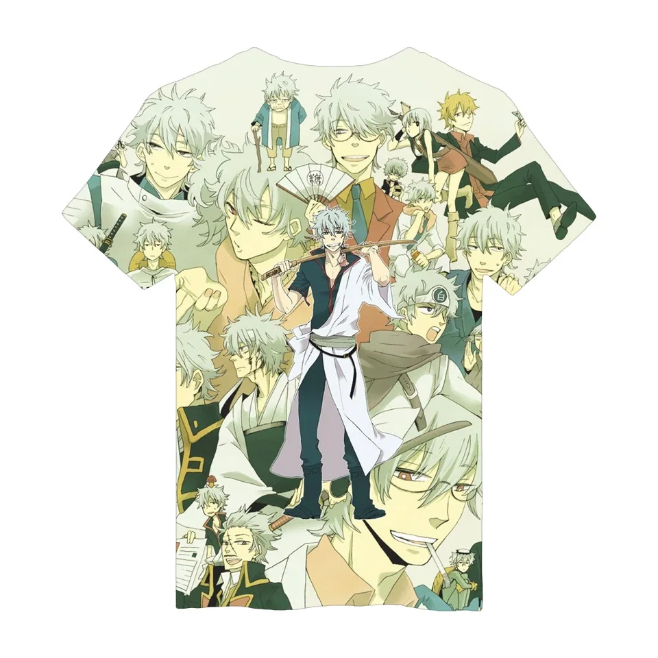 Г. Летняя новая модная футболка с 3D принтом Harajuku Gintoki Gintama Топ, Повседневная футболка унисекс хлопковая Футболка мужские футболки с аниме для мальчиков