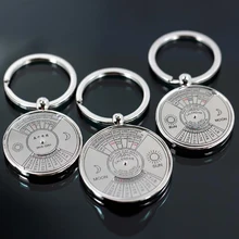 1PC Mini Perpetual Calendar 2019 Keychains Unique Metal Keyring Sun Moon Carving 2010 to 2060 Calendar Key Ring Customize LOGO