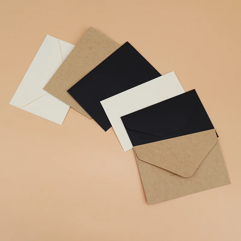 40PCS Classical White Black Kraft Blank Mini Paper Window Envelopes Wedding Invitation Envelope Gift Envelope