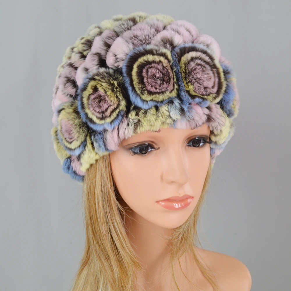 Venta Caliente натуральный Rex Conejo Pelo Sombrero Mujer Hecho A Mano Kina Boinas Para Mujer Gorro Mujer