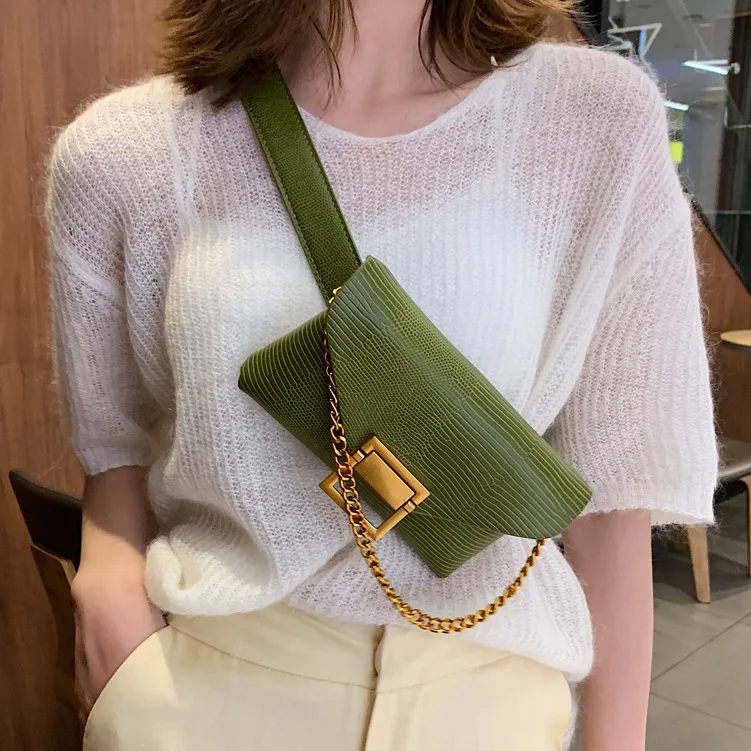 

CHIC Online Celebrity Chest Bag Women's 2019 Spring And Summer New Style Lizard Wallet Multi-functional Men And Women Light Spor