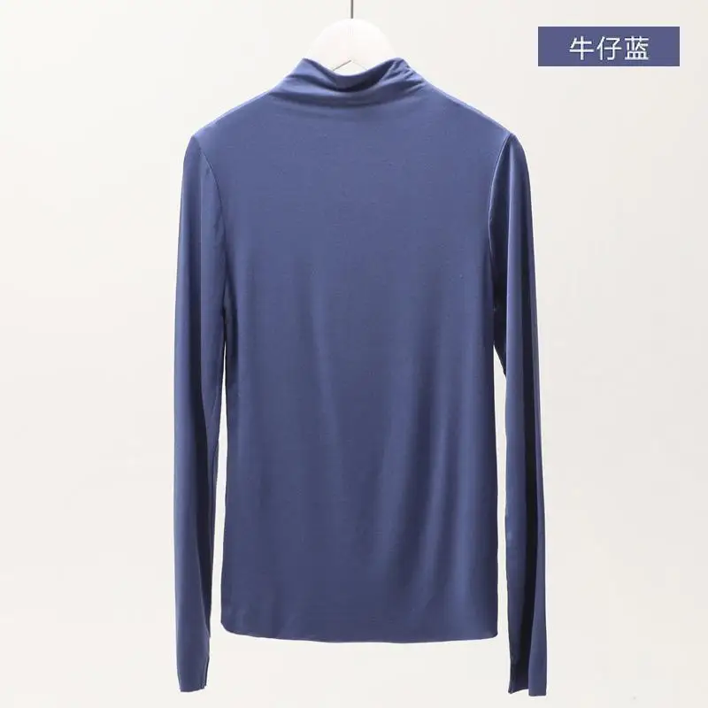 Modal Pure Color Large Size Bottomin T-shirts Women's Autumn New Fashion Leisure All-match Tshirt Round Collar T-shirt
