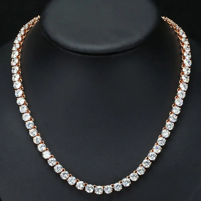 Rose Gold Новое поступление полностью сверкающий 0.5ct круглый, кубический цирконий проложить Установка элегантные женские вечерние теннисное ожерелье ювелирные изделия для женщин P023 - Окраска металла: Rose Gold