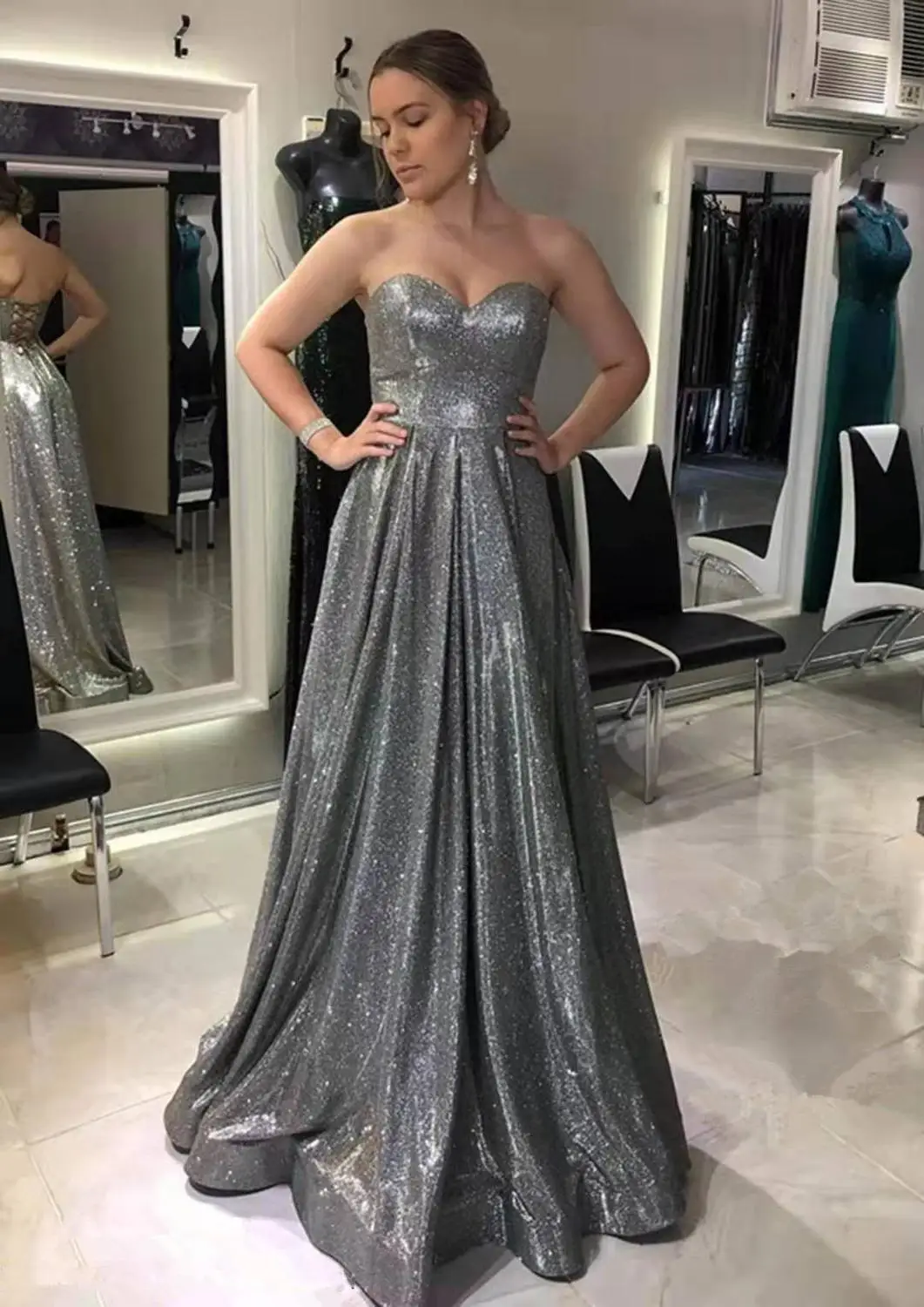 Vestidos De Gala милое платье для выпускного вечера блестящее платье для выпускного вечера с блестками Vestido Formatura кружевное платье на спине Robe De Soiree