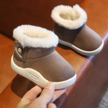 

Winter Warm Children Snow Boots 2020 New Toddler Plush Boots Boys Girls Soft Sole Walking Shoes Indoor Anti-ski Kids Sneakers