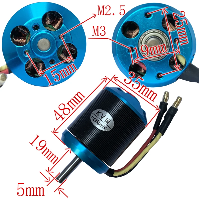 3548 KV1100 Brushless Motor 3-5S For Mini Multicopters RC Plane Helicopter Brushless Motor for RC Models