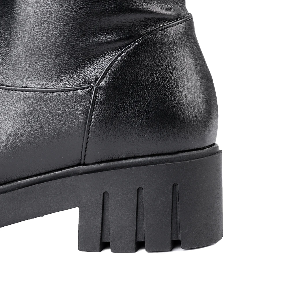 RIBETRINI Over The Knee Boots For Women Round Toe Zipper Thick Sole Trunky Heel Shoes Woman Fashion Knight Long Boots Women