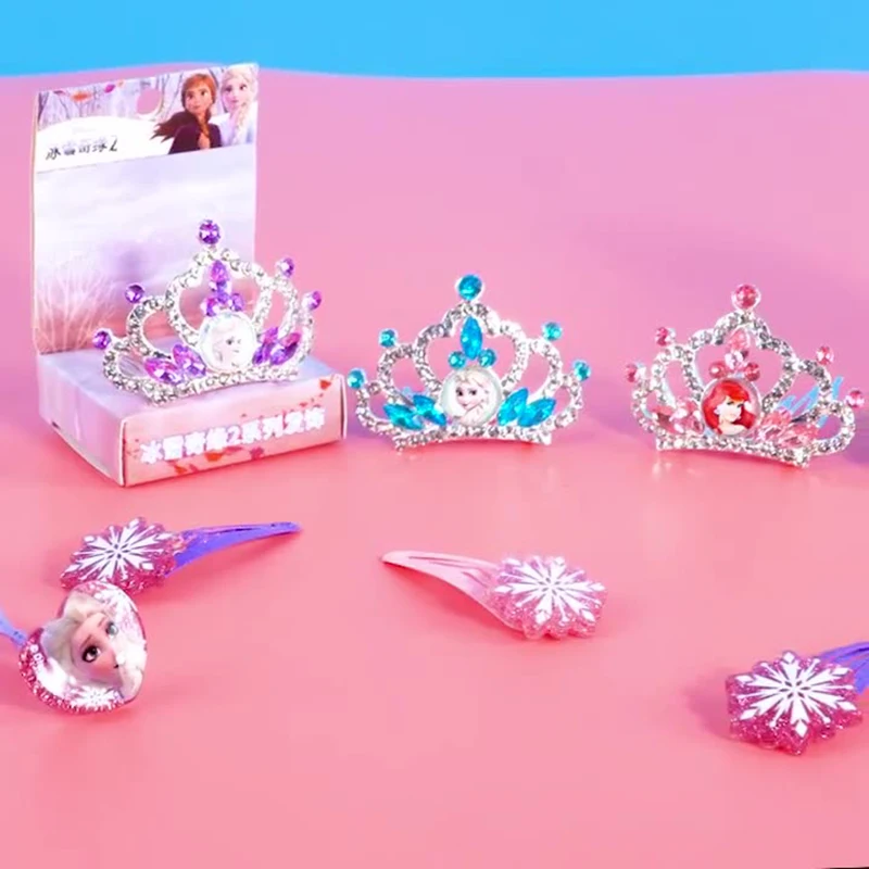 

Disney Frozen Princess Crown Sofia Ariel Anna Elsa Crown Heart Jewel Frozen 2 Headdress Side Clip Girls Pretend Play Makeup Toys