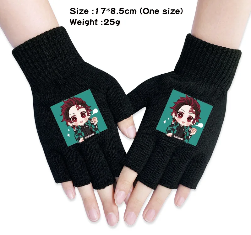 Demon Slayer: Kimetsu no Yaiba; карнавальный костюм с героями мультфильмов; вязаные перчатки на полпальца; зимние теплые перчатки; ручная одежда для улицы - Цвет: 4