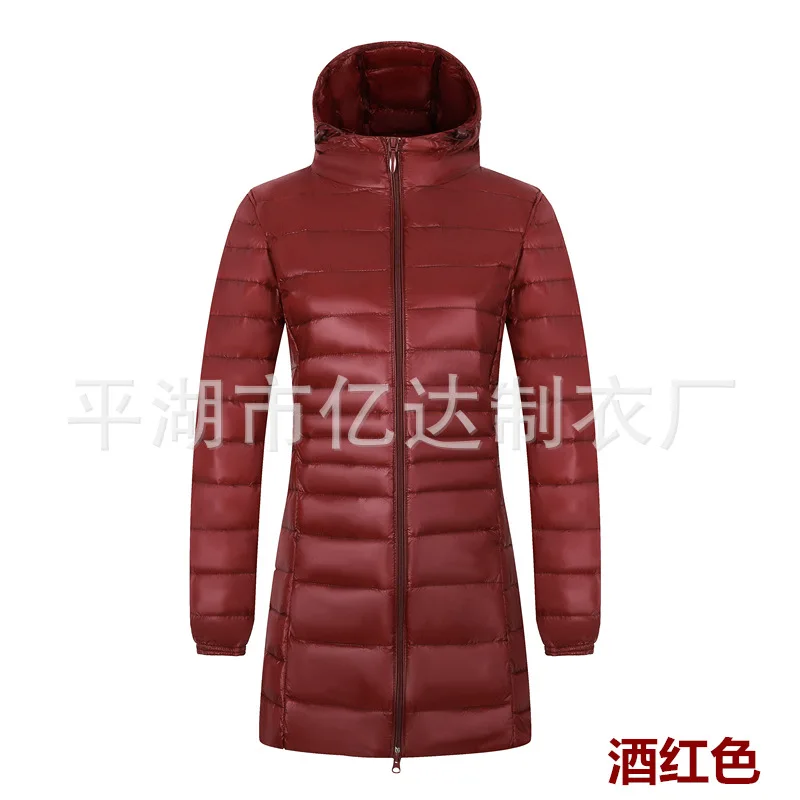 wine red-hood AYUNSUE, осенне-зимнее пальто, женская одежда, ультра-светильник, пуховик на утином пуху, теплое пальто, парка, верхняя одежда размера плюс 4XL 5xl, ropa mujer T4999 - Цвет: wine red-hood