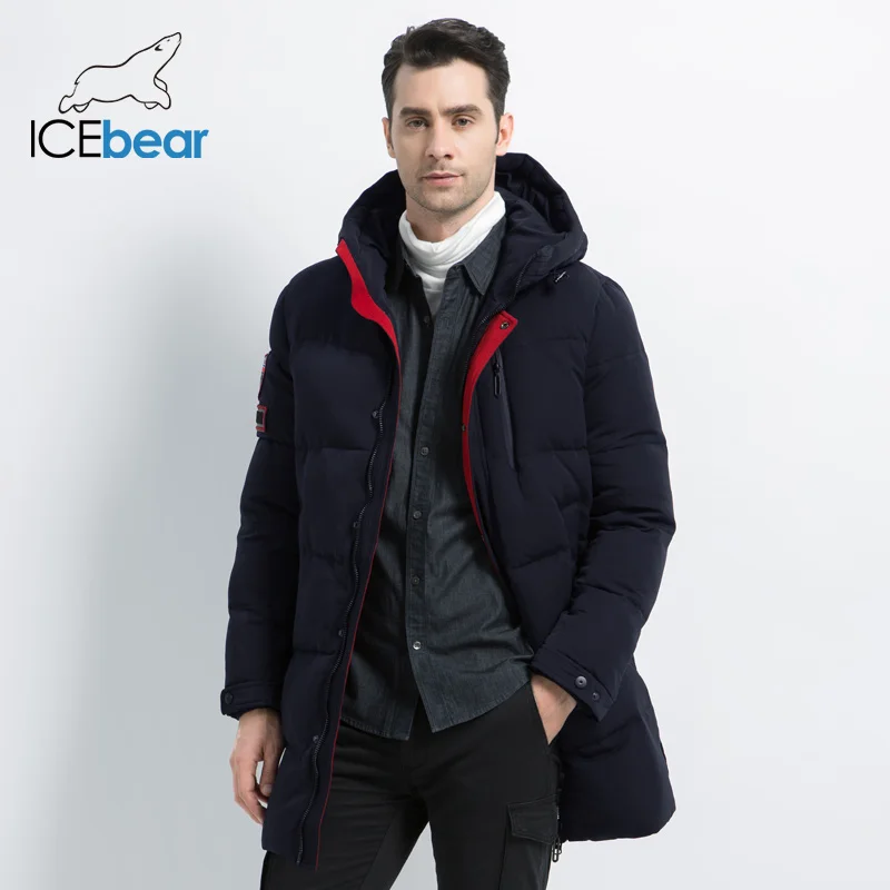 ICEbear Новинка зимнее теплое модное повседневное пальто мужская куртка теплая ветрозащитная Мужская парка с капюшоном высококачественное пальто MWD18856I