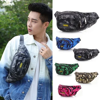 

2020 New outdoor sports camouflage belt bag waterproof Oxford cloth mountaineering cross-body chest bag mobile phone storage bag