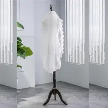 JaneVini Однослойная короткая свадебная вуаль с белыми блестками, Кружевная аппликация по краям, свадебная вуаль цвета слоновой кости с гребнем, длина до локтя, вуаль, аксессуары