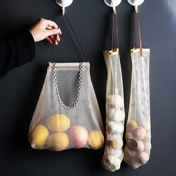 

Hangable Vegetable Storage Net Bag Eco Friendly Onion Storage Grocery Store Bag Vegetable Bags Reusable Kitchen Accessories