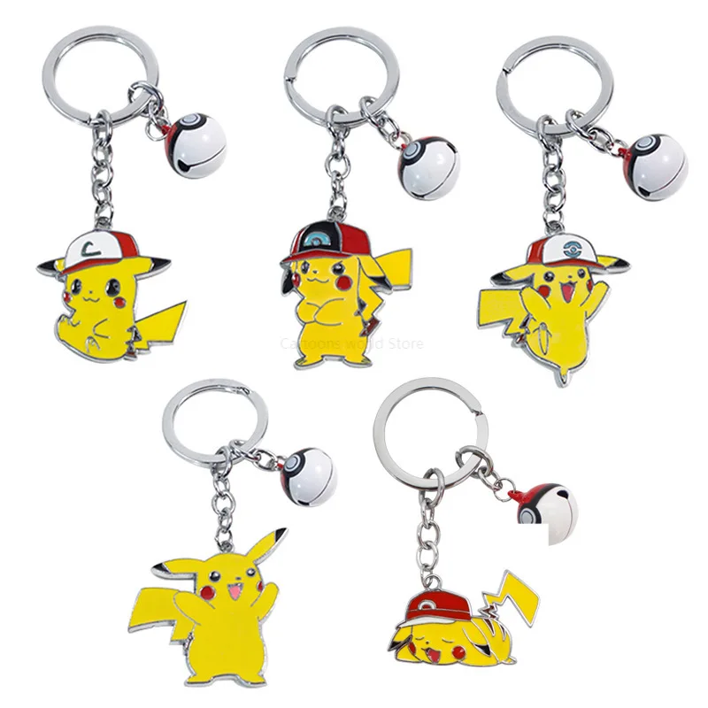 TAKARA TOMY Cartoon Gifts Pokemon Cute Pikachu Pokeball Bell Pendant Keychain Creative Gift valentines day gift | Дом и сад