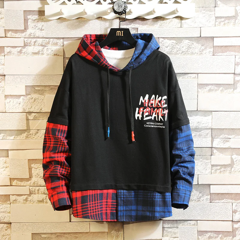 

CYXZFTROFL 2019 New Men Hoodie Streetwear Hip Hop Man Pullover Hoodies Casual Cotton Champion Patchwork Sweatshirt Ctudent Male