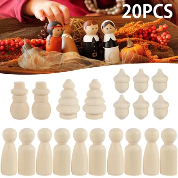 

Unfinished Wooden DIY Color Painting Peg Dolls Kids Toys Doll Bodies Decorations Snowman Dolls Christmas Tree Xmas decor
