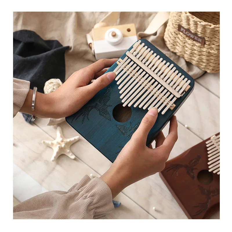 

Rooxin 17 key mahogany thumb piano KALIMBA musical instrument European finger piano harp 21 key 17 key musical instrument