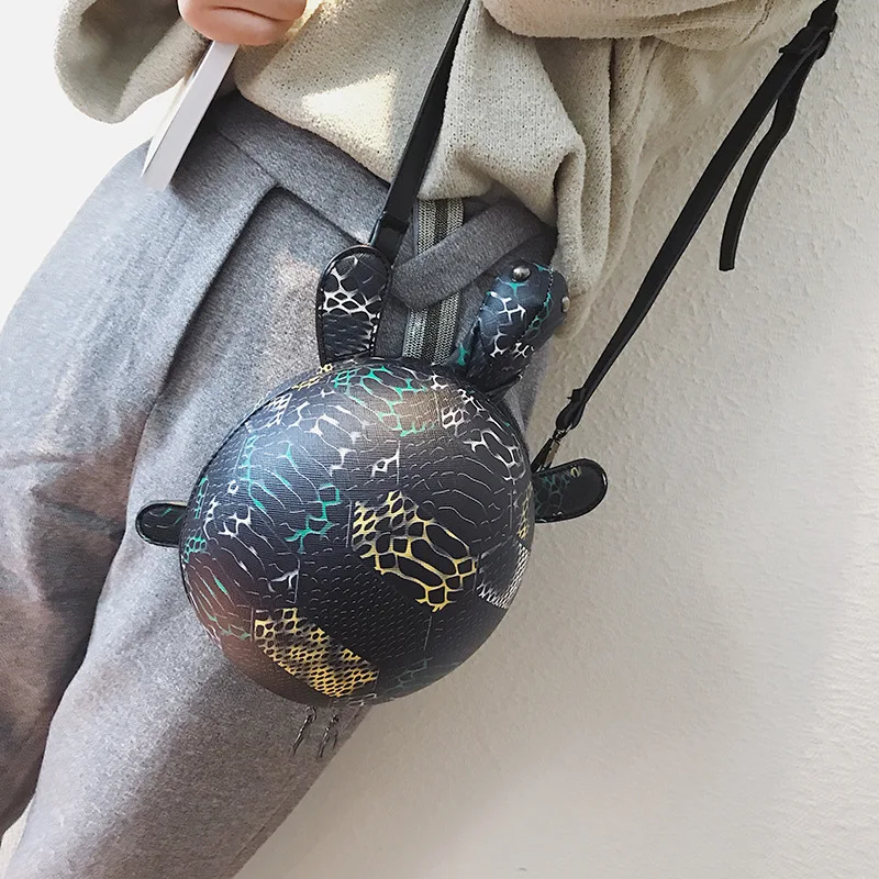 

2019 new cute cartoon little tortoise pillow bag retro simple single shoulder oblique span girl bag