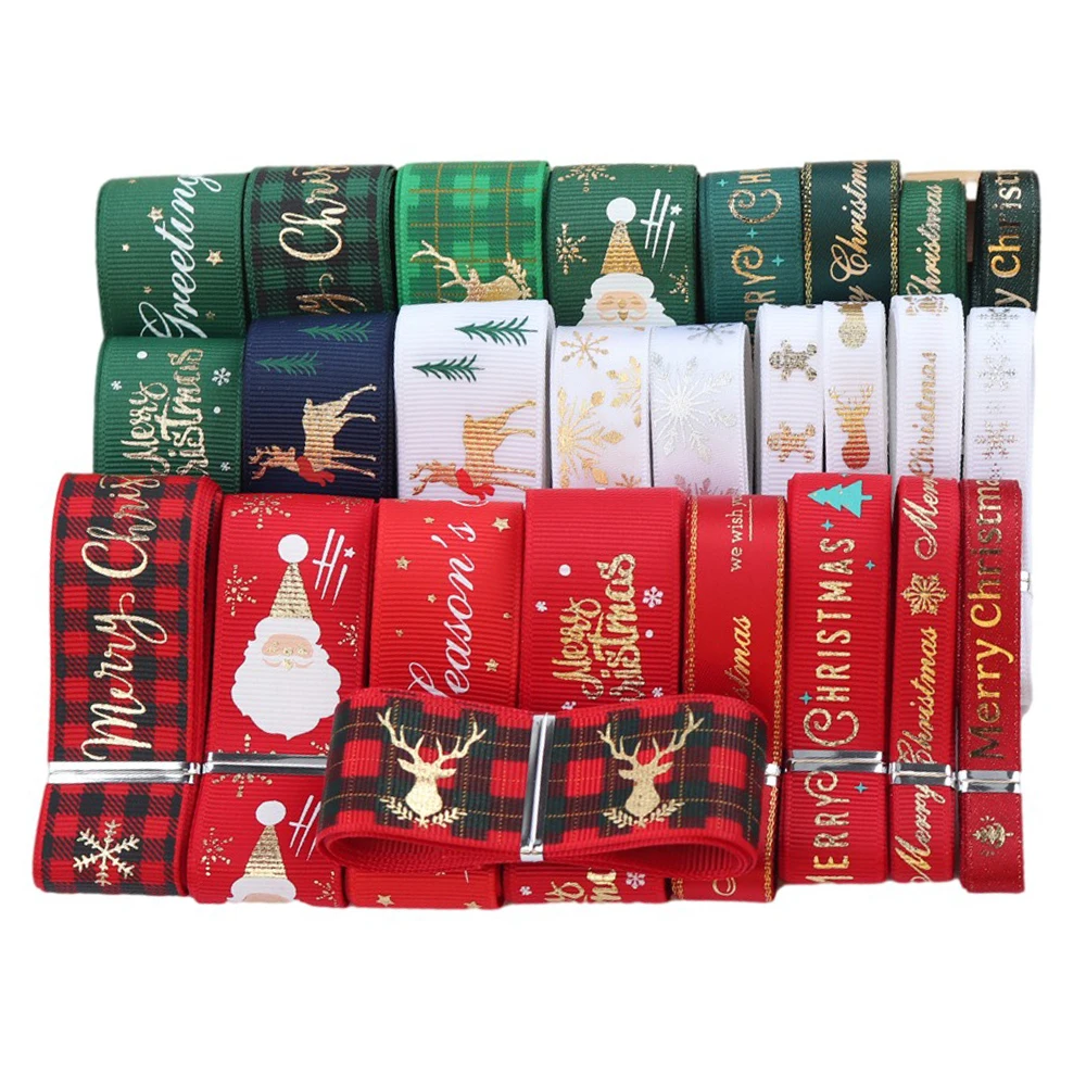 1-2.5 cm polyester bowknot ribbon red deer letter Christmas decoration gift packaging rib belt