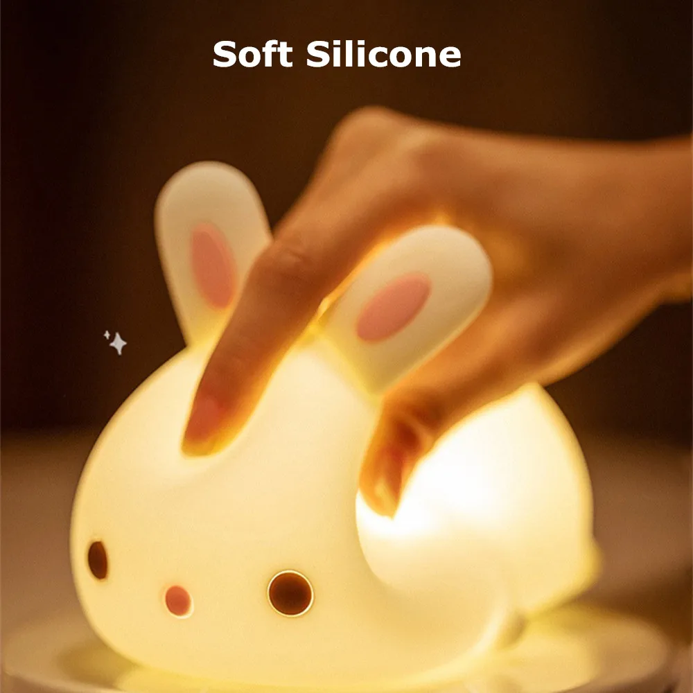 nite light Animal Night Light Silicone Deer Cloud Rabbit Cat Lamp Touch Sensor Remote Control RGB LED Night Lamp for Children Kid Baby Gift bathroom night light