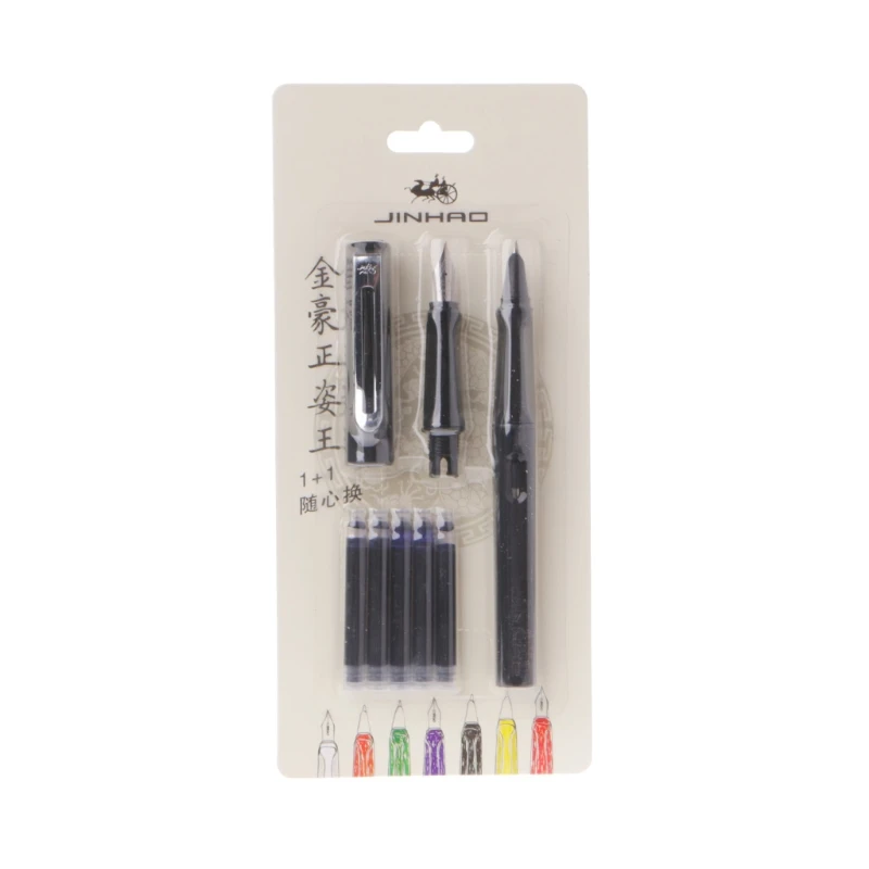Jinhao 599 8 цветов 5 шт. чернильно-синий и 2 шт. средний тонкий перьевая ручка новинка L41E - Цвет: Черный