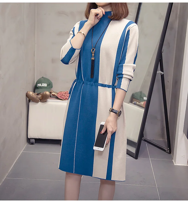XL-4XL размера плюс женское теплое вязаное платье зима модное винтажное жаккардовое платье-свитер с длинным рукавом в стиле пэчворк с геометрическим рисунком