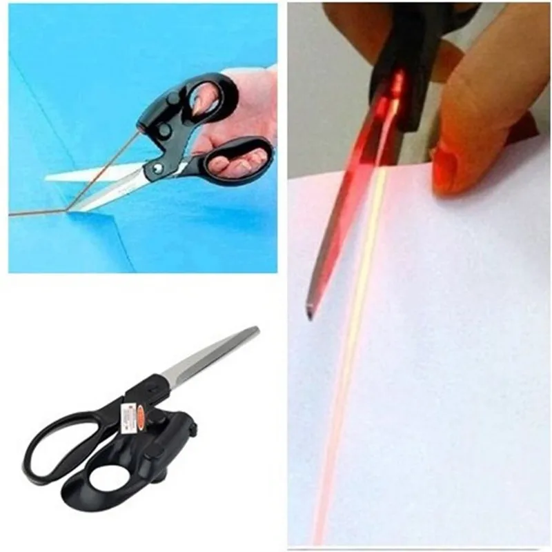 

1ps Professional Laser Guided Scissors For home Crafts Wrapping Gifts Fabric Sewing Cut Straight Fast with battery