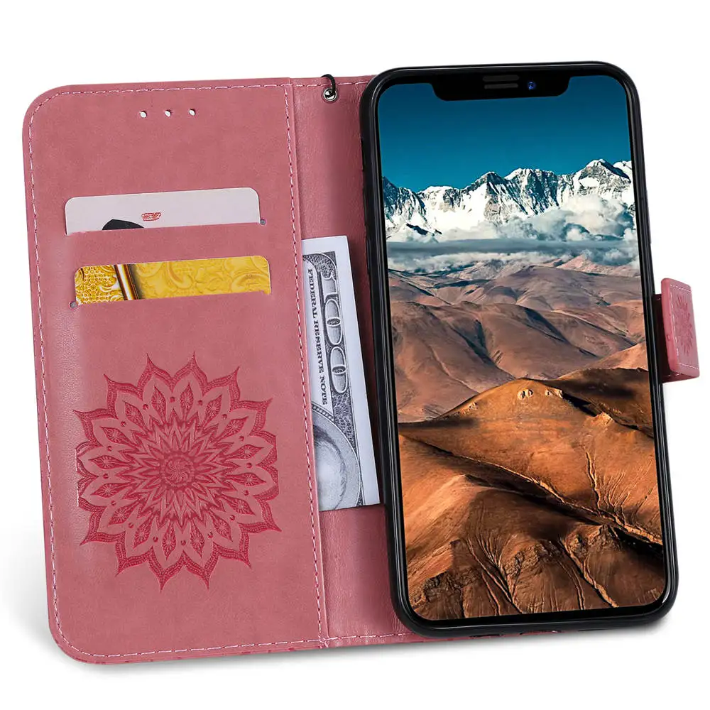 iphone case with card holder Hoa Mặt Trời Flip Da Ốp Điện Thoại Cho Iphone 11 Pro XS Max 8 7 XR X 6 6S 6 Plus SE 2020 Bao Ví Với Khe Cắm Thẻ Giá Đỡ otterbox cases