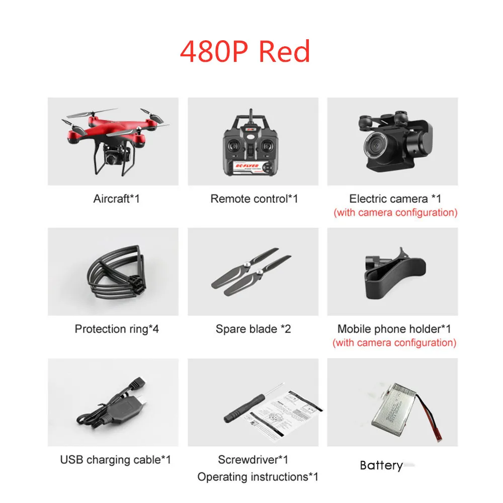 480P Red 1B Дрон S32T Поворотная камера HD Антенна Quadrangle wifi fpv Дрон RC вертолет камера Вертолет камера Квадрокоптер полёт 20 минут - Цвет: 480P Red 1B