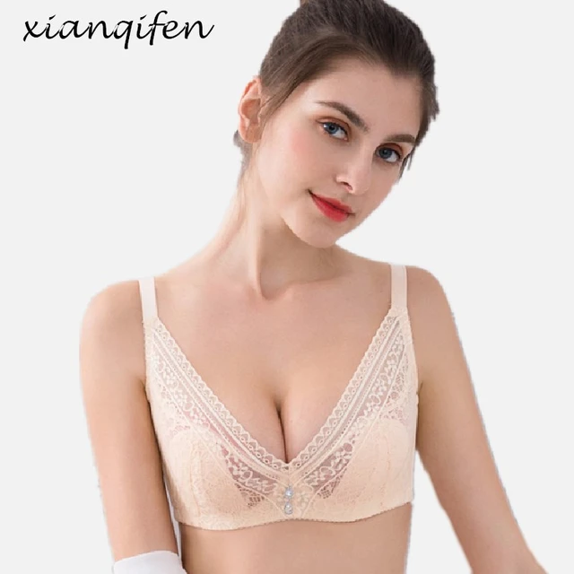 Xianqifen Sexy Lace Bras For Women Transparent Thin Lingerie Push Up  underwear cotton Bra Adjusted Plus Size Bralette A B C D - AliExpress