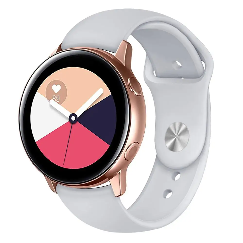 20 мм мягкий силиконовый спортивный ремешок сменный ремешок для samsung Galaxy Watch 42 мм Galaxy Watch Active2/активные умные часы - Цвет: Серый