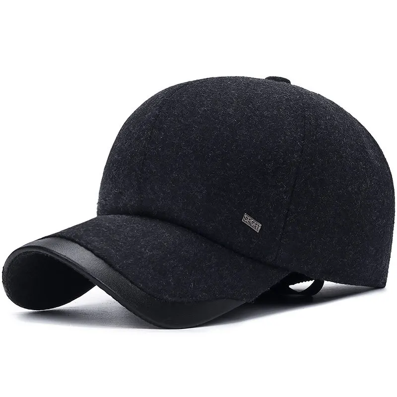 [NORTHWOOD] Бейсболка для мужчин Зимняя теплая спортивная шапка Gorra Hombre Dad Hat Mens Бейсболка с ушанками - Цвет: Темно-серый