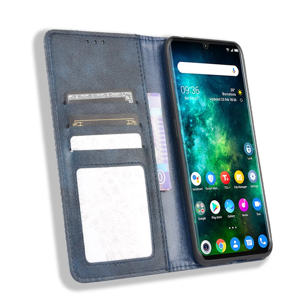 Handyhülle Für TCL 10L / 10 Lite – PU Leder Flip Case Mit Kartenfächern & Standfunktion – Schwarz