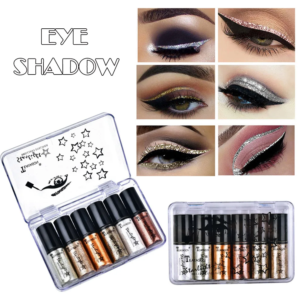 6-color Liquid Eye Shadows Colorful Shiny Pearly Lustre Waterproof Eyeshadow Set