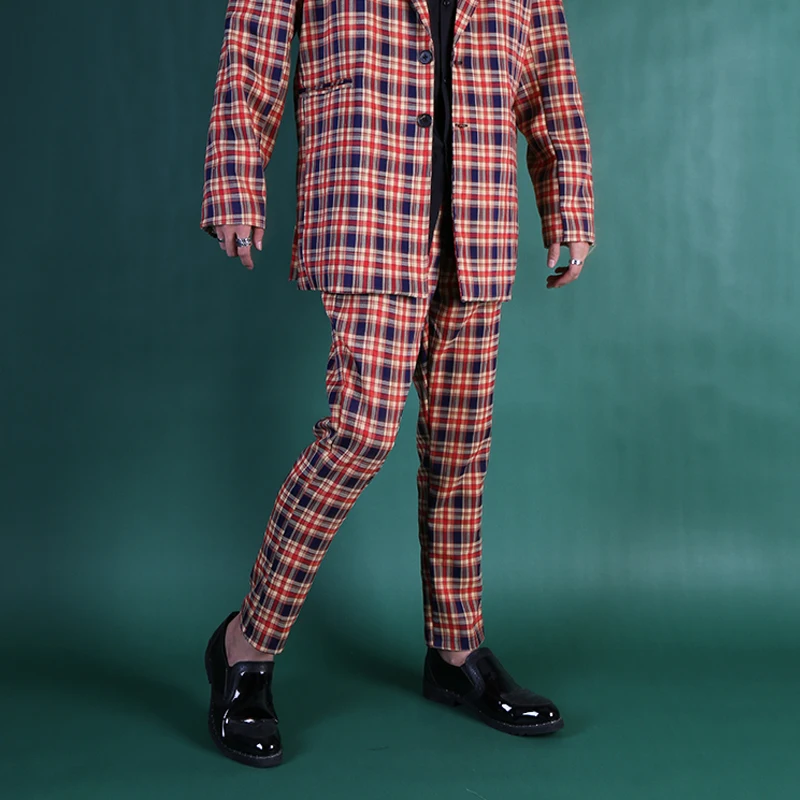 Jogger Joggingbroek Singer Stadium Broek Voor Mannen Jurk Broek Mannen Nieuwe Mannen Mode хип-хоп Dansen Plaid broek