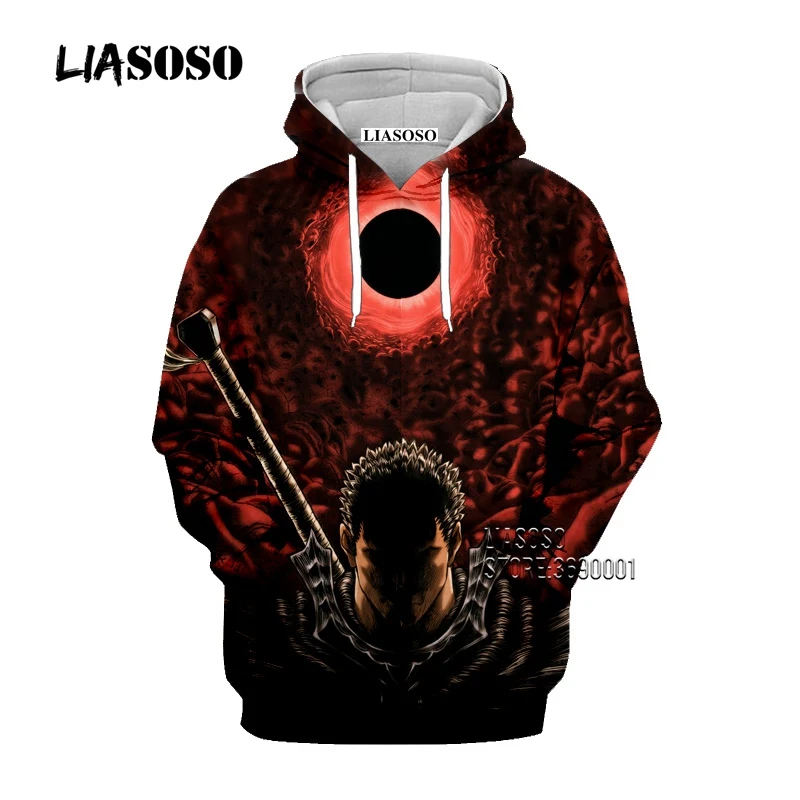 3 LIASOSO Anime BERSERK Guts меч Гриффит 3D принт для женщин и мужчин Толстовка Толстовки, пуловеры, повседневный Стиль Верхняя одежда с длинным рукавом - Цвет: 3