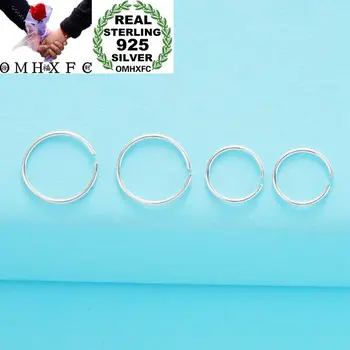 

OMHXFC Wholesale European Fashion Unisex Party Wedding Gift Simple Round 925 Sterling Silver Hoop Earrings ER108