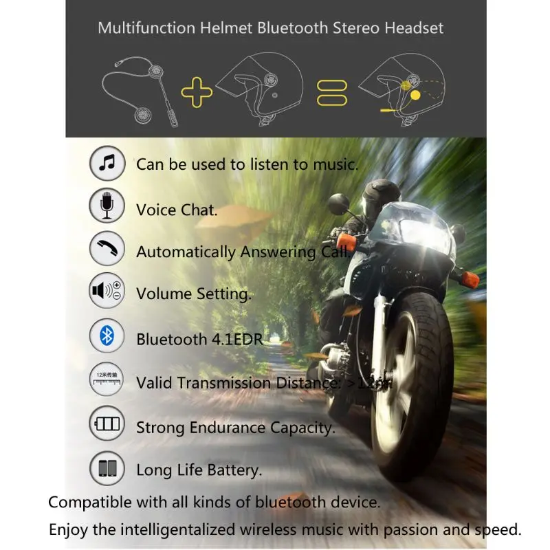 Беспроводной Мотор шлем Bluetooth гарнитура мотоциклетный шлем наушники двойной стерео динамик Handsfree музыкальные наушники для