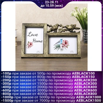 

Photo frame plastic for 2 photos 10x15 cm "Birds on a twig" bronze 17.5x29.5 cm