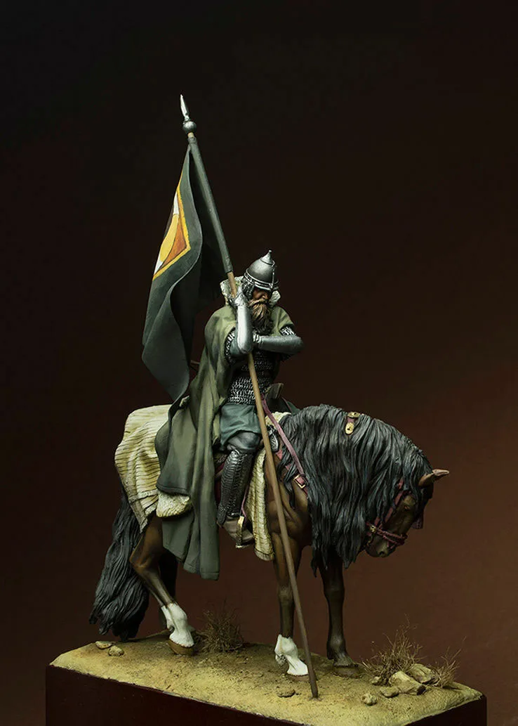 Разобранный 1/24 75 мм древний воин сидеть с лошадью и основание каучуковая фигурка Неокрашенная модель комплект