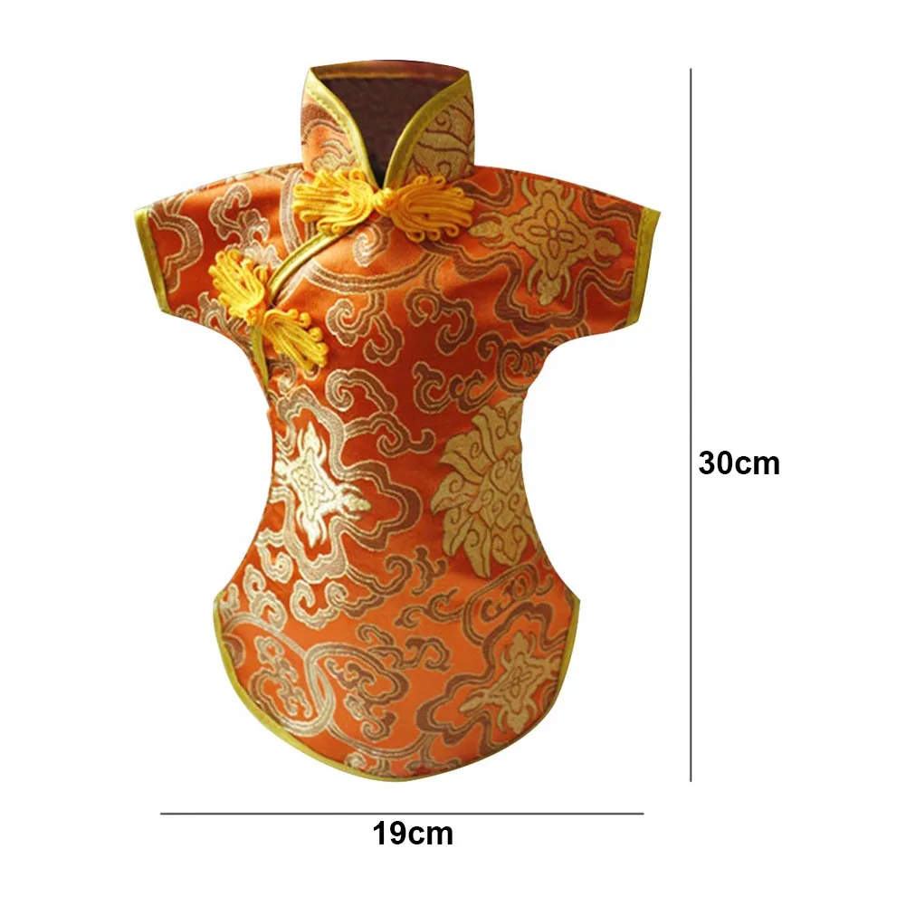 10pcs Gifts Anti Dust Chinese Style Decorative Classical Wine Bottle Cover Home Durable Embroidery Dinner Party Tang Dress