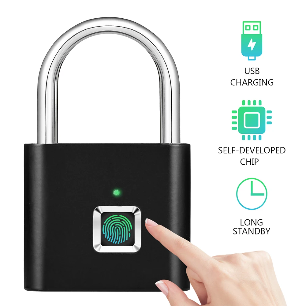 USB Перезаряжаемый умный Keyless электронный замок с отпечатком пальца домашняя Противоугонная безопасность безопасности замок двери багаж чехол замок